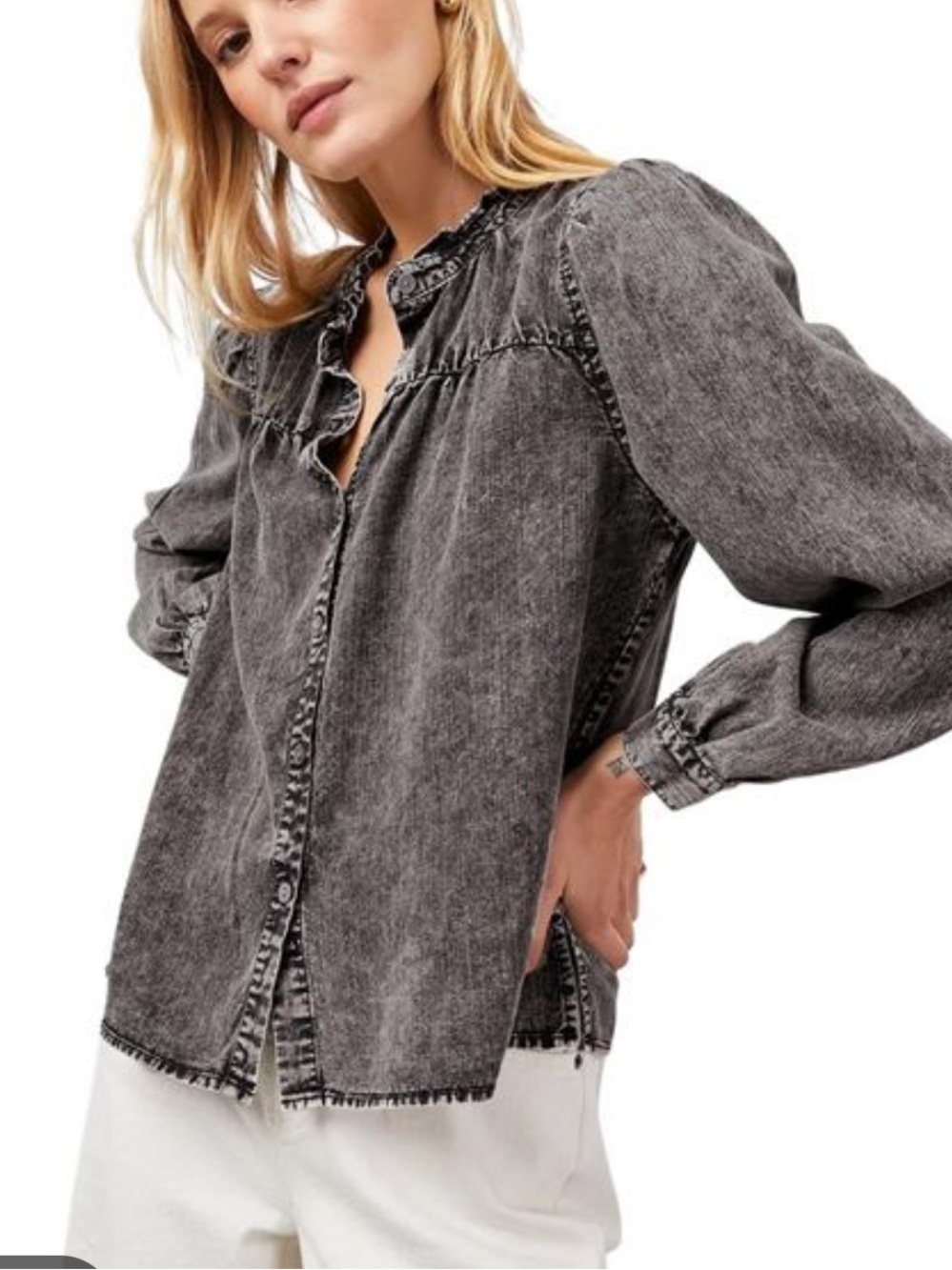 Rails Camille Shirt in Black Acid Wash
